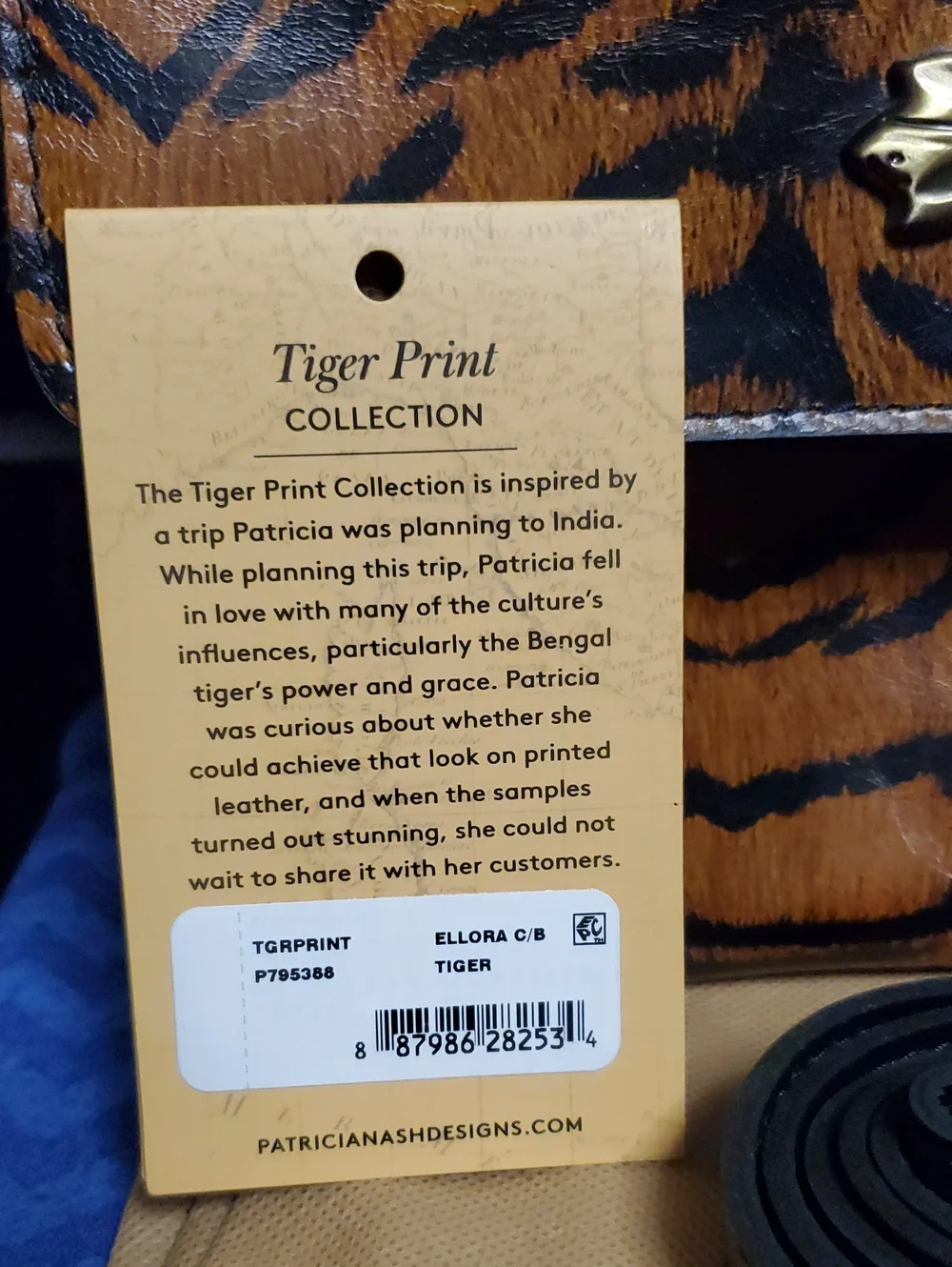 Patricia Nash Elora Tiger-Print Top Handle Bag in Orange and Black